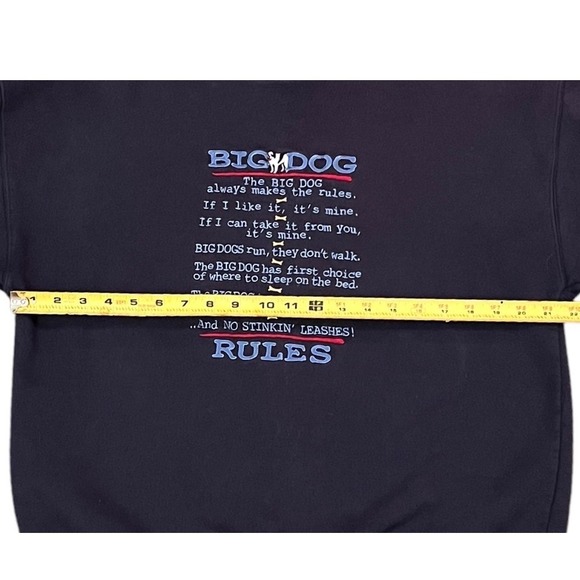 VTG Big Dog Sweatshirt Mens Crewneck Funny Graphic Rules Blue L - Picture 4 of 9